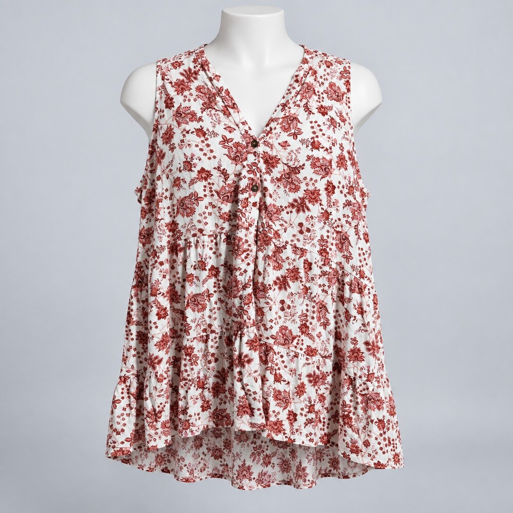 Wonderly Floral Sleeveless Tiered Top Size 2X